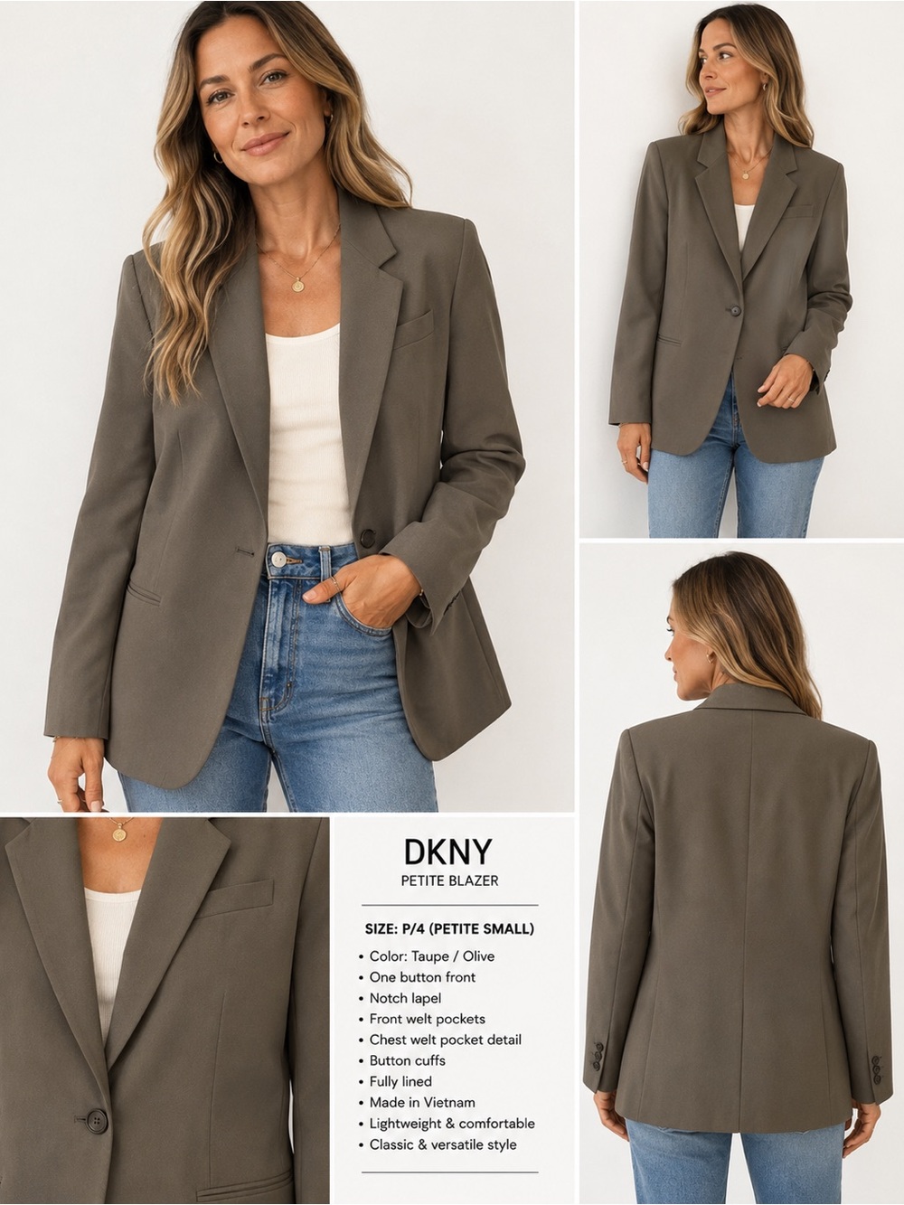 DKNY Taupe/Olive Blazer - SZ P/4